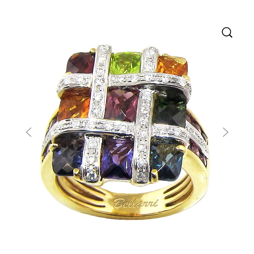 Bellarri Mosaic Gemstone and Diamond Ring size 7